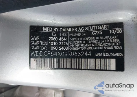 2009 Mercedes-Benz C 300 Luxury/Sport from USA, damaged, VIN WDDGF54X09R063244